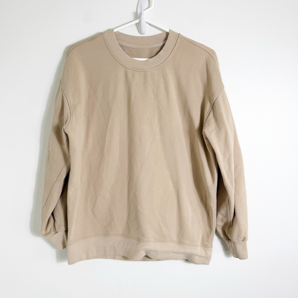Lululemon Sweatshirt Women 6 8 Tan Barrys Bootcamp Perfectly Oversized Crewneck